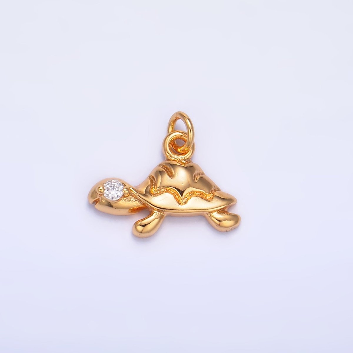 24K Gold Filled CZ Turtle Tortoise Animal Charm | W278