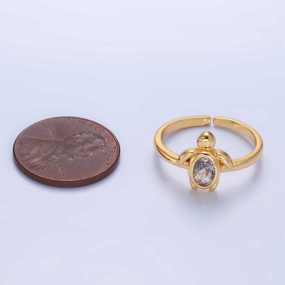 24K Gold Filled CZ Turtle Tortoise Animal Ring | U412