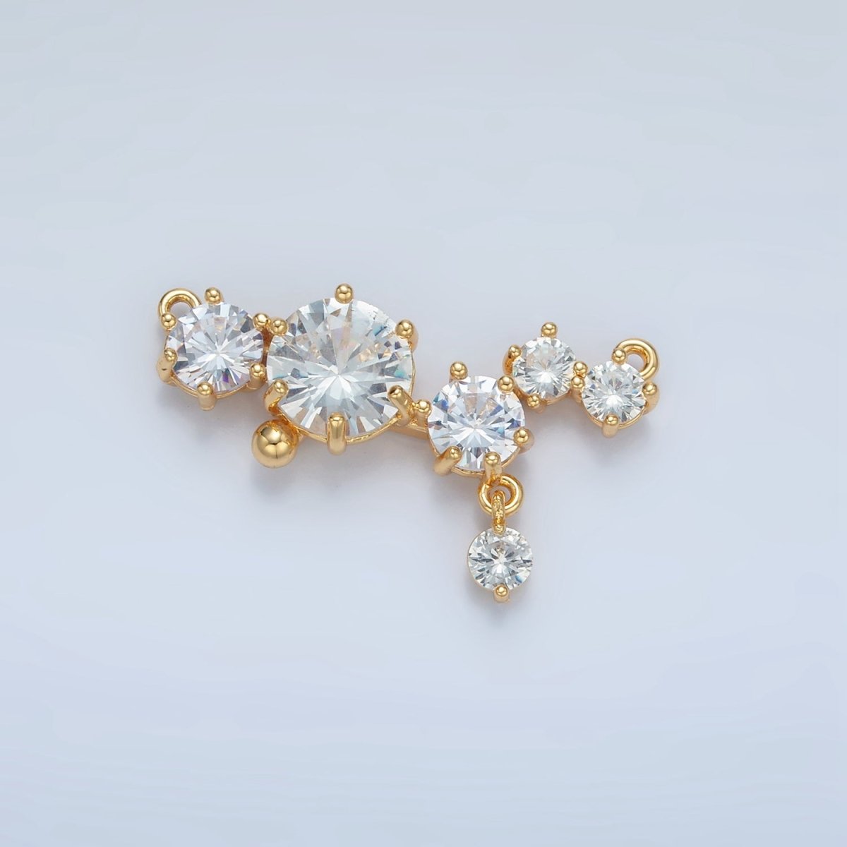 24K Gold Filled Clear CZ Curved Drop Connector | F310