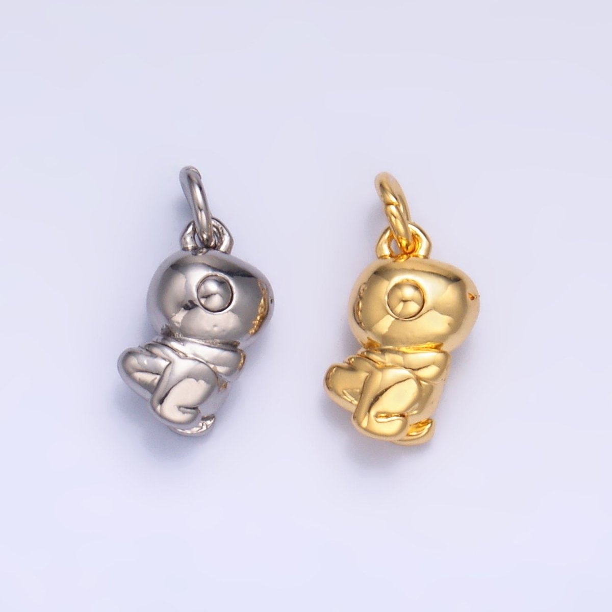 24K Gold Filled Dinosaur Multidimensional 3D Charm in Gold & Silver | W874
