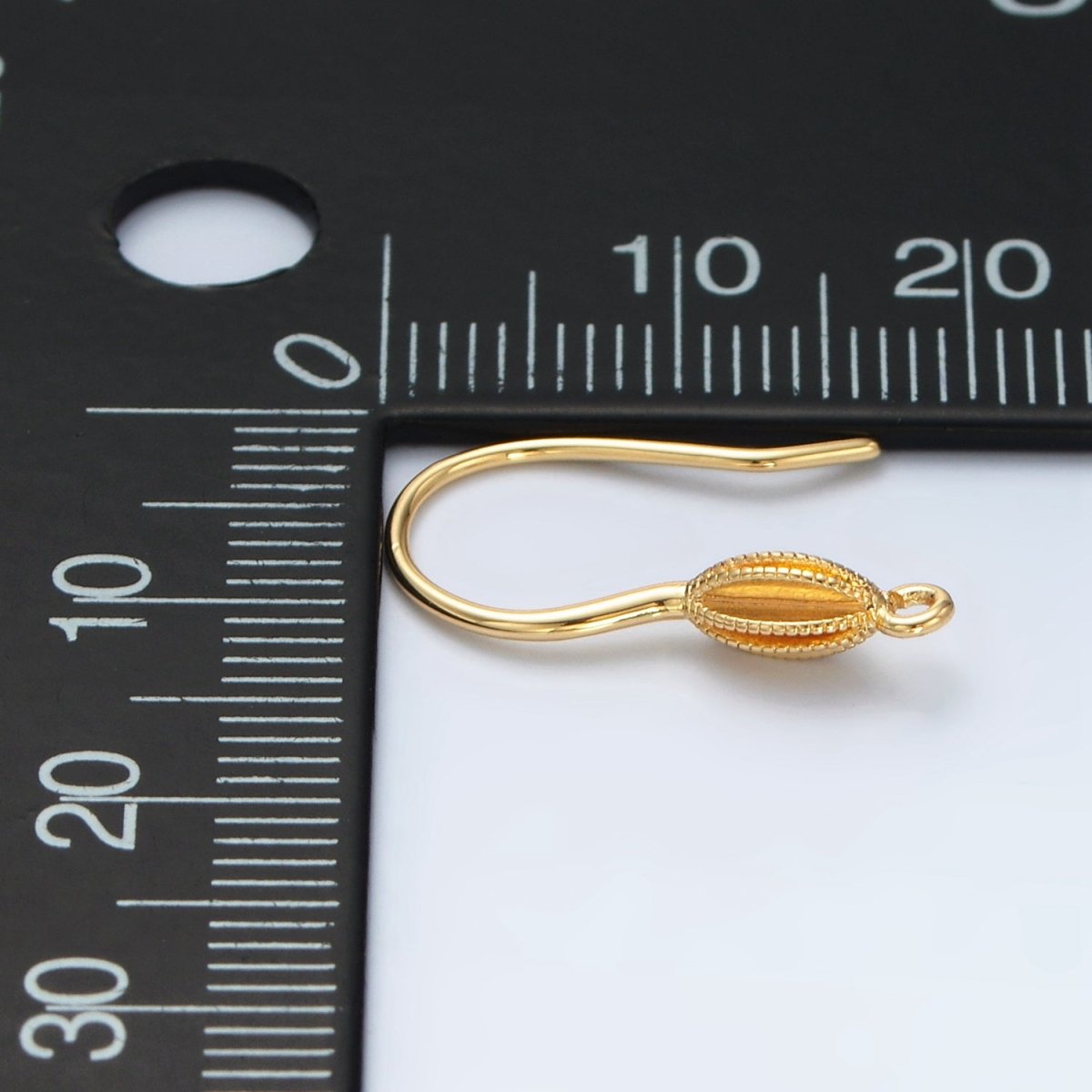 24K Gold Filled Dotted Sphere French Hook Earrings Findings | L076