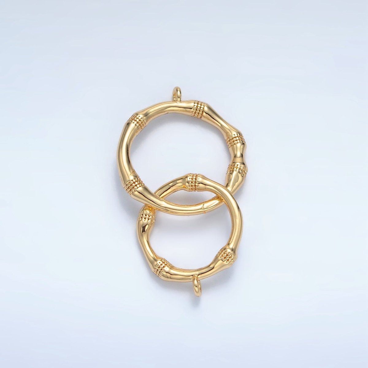 24K Gold Filled Double Bamboo Dotted Round Connector | F105