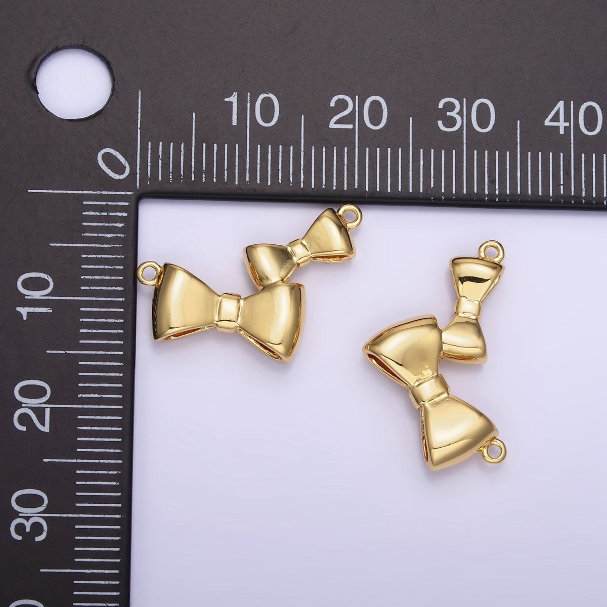 24K Gold Filled Double Bow Ribbon Minimalist Connector | F014