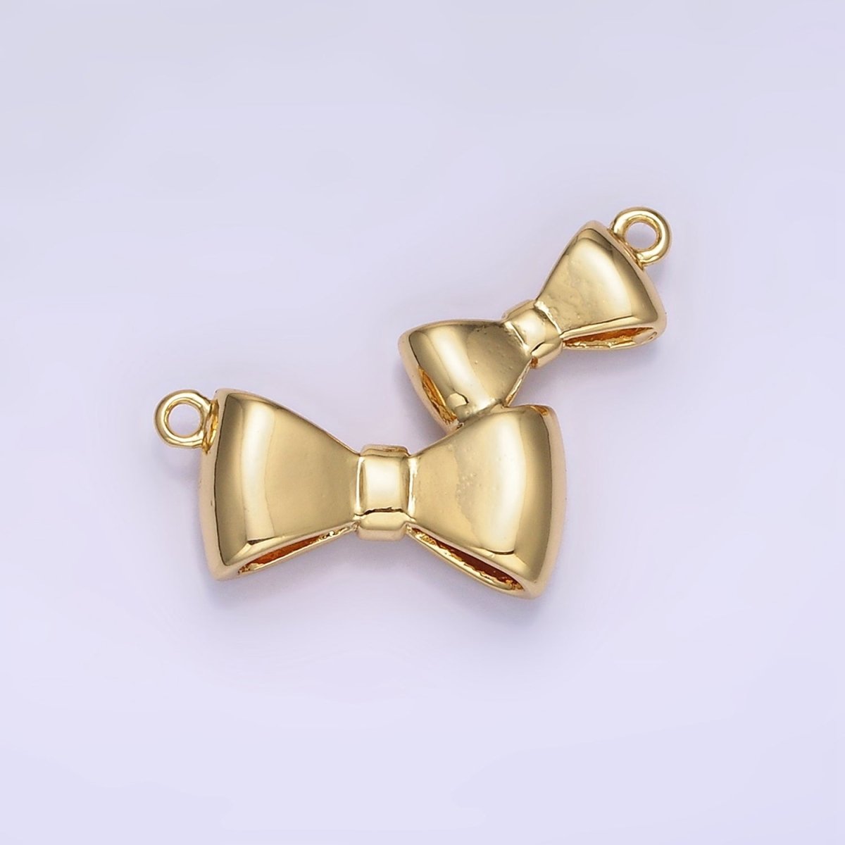 24K Gold Filled Double Bow Ribbon Minimalist Connector | F014