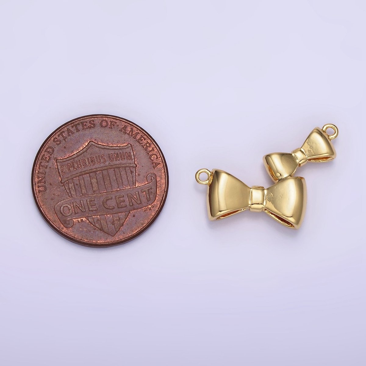 24K Gold Filled Double Bow Ribbon Minimalist Connector | F014