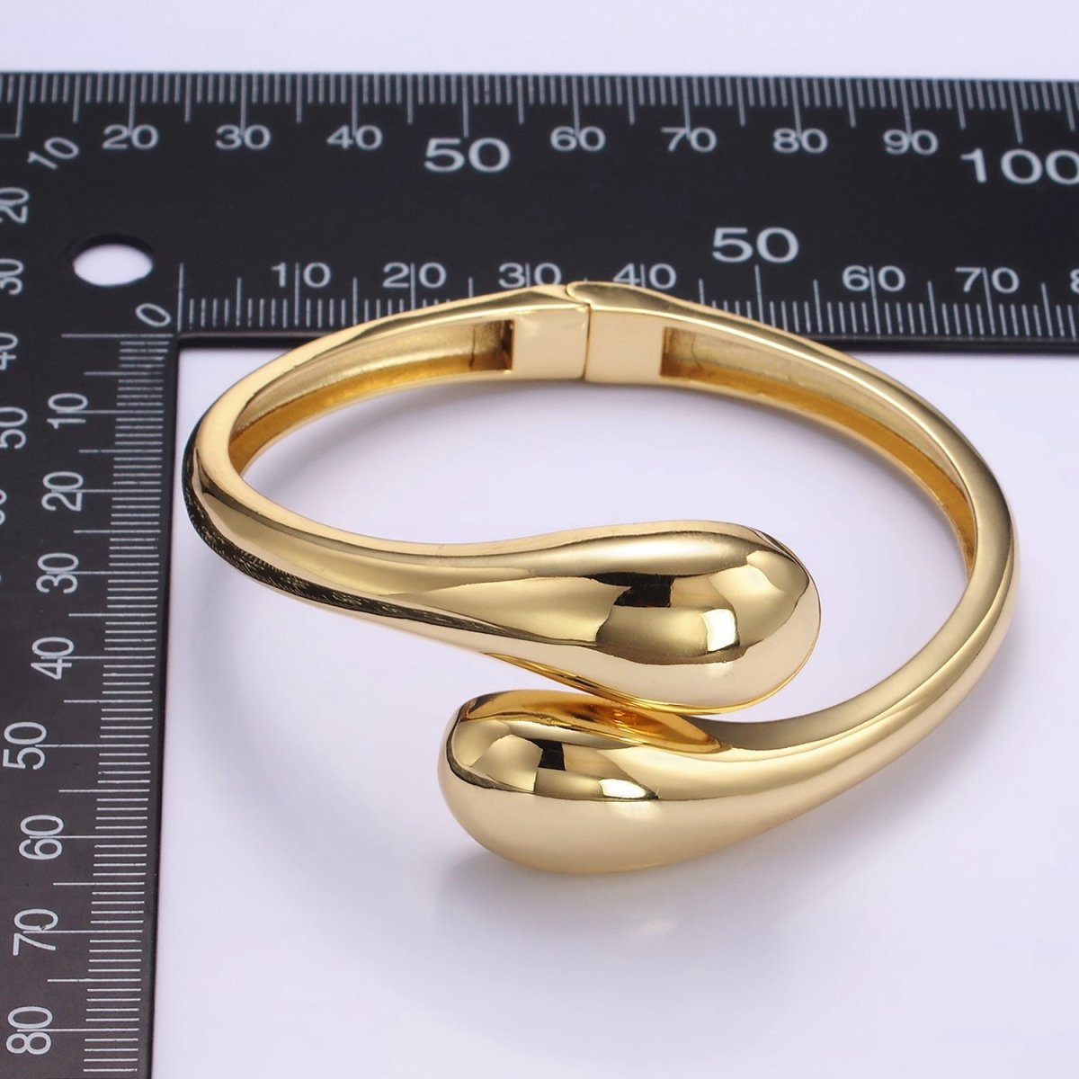 24K Gold Filled Double Drop Minimalist Cuff Bangle Bracelet | WA-2519