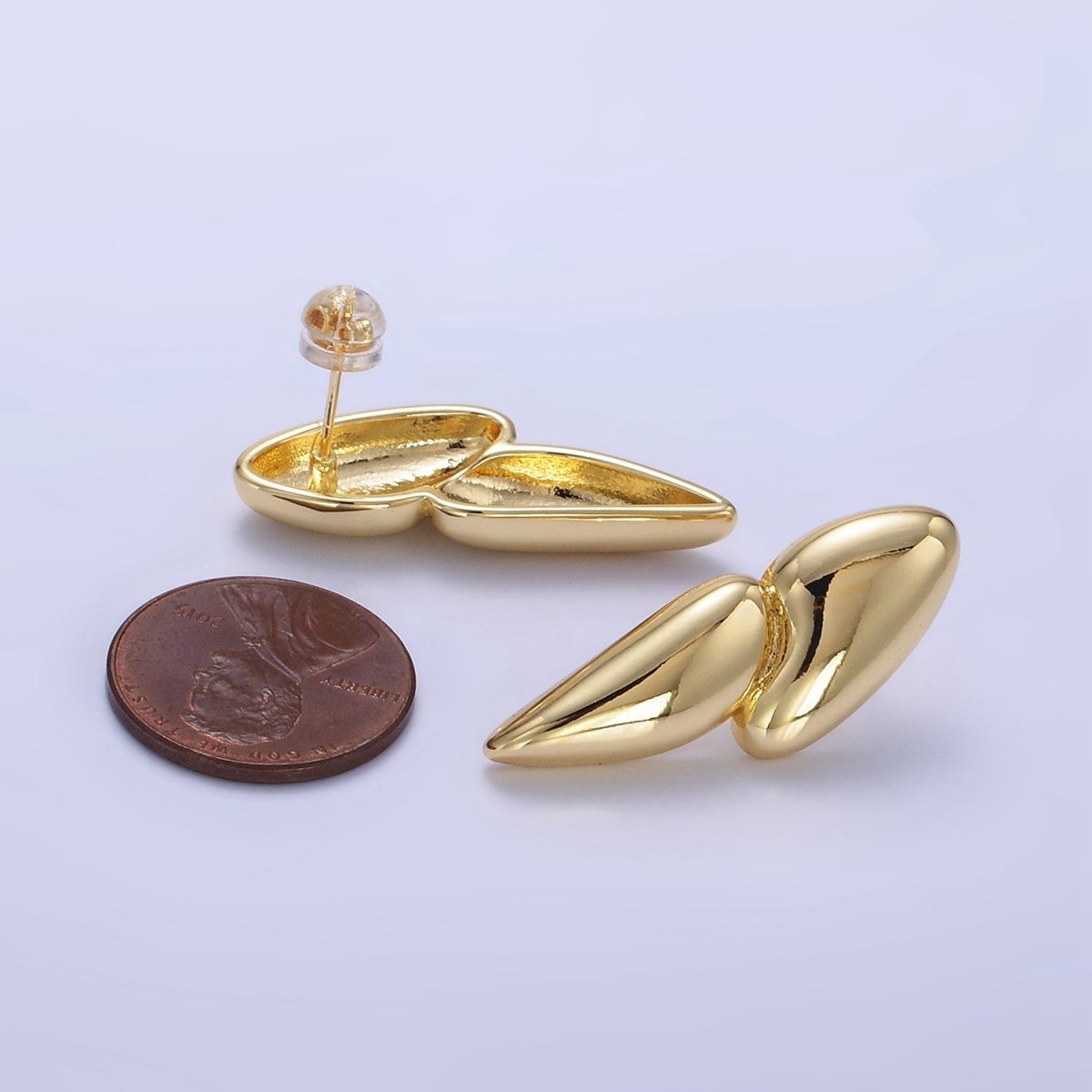 24K Gold Filled Double Geometric Molten Stud Earrings | P114