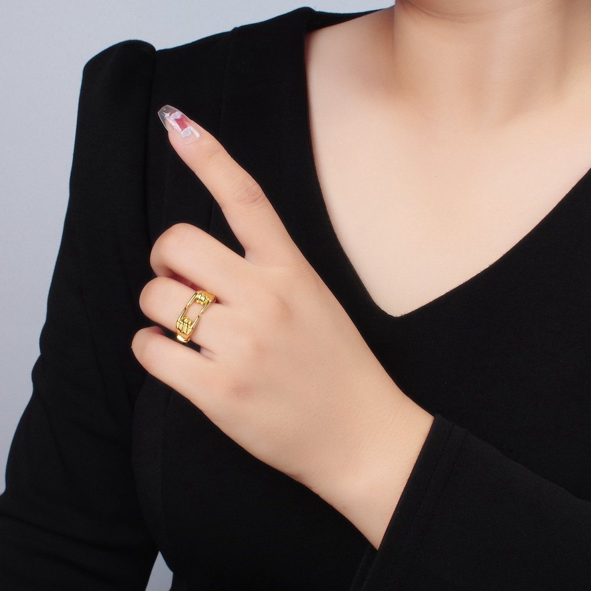 24K Gold Filled Double Hand Gesture Minimalist Ring | O988