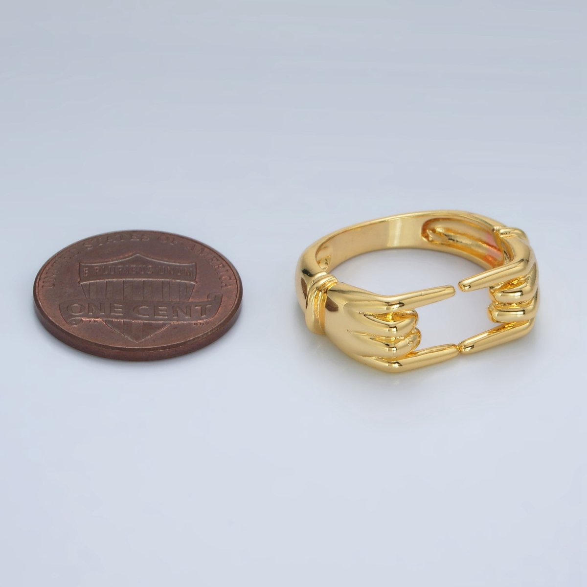 24K Gold Filled Double Hand Gesture Minimalist Ring | O988