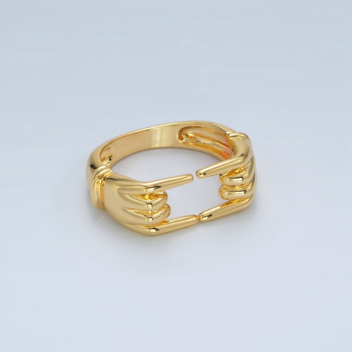 24K Gold Filled Double Hand Gesture Minimalist Ring | O988