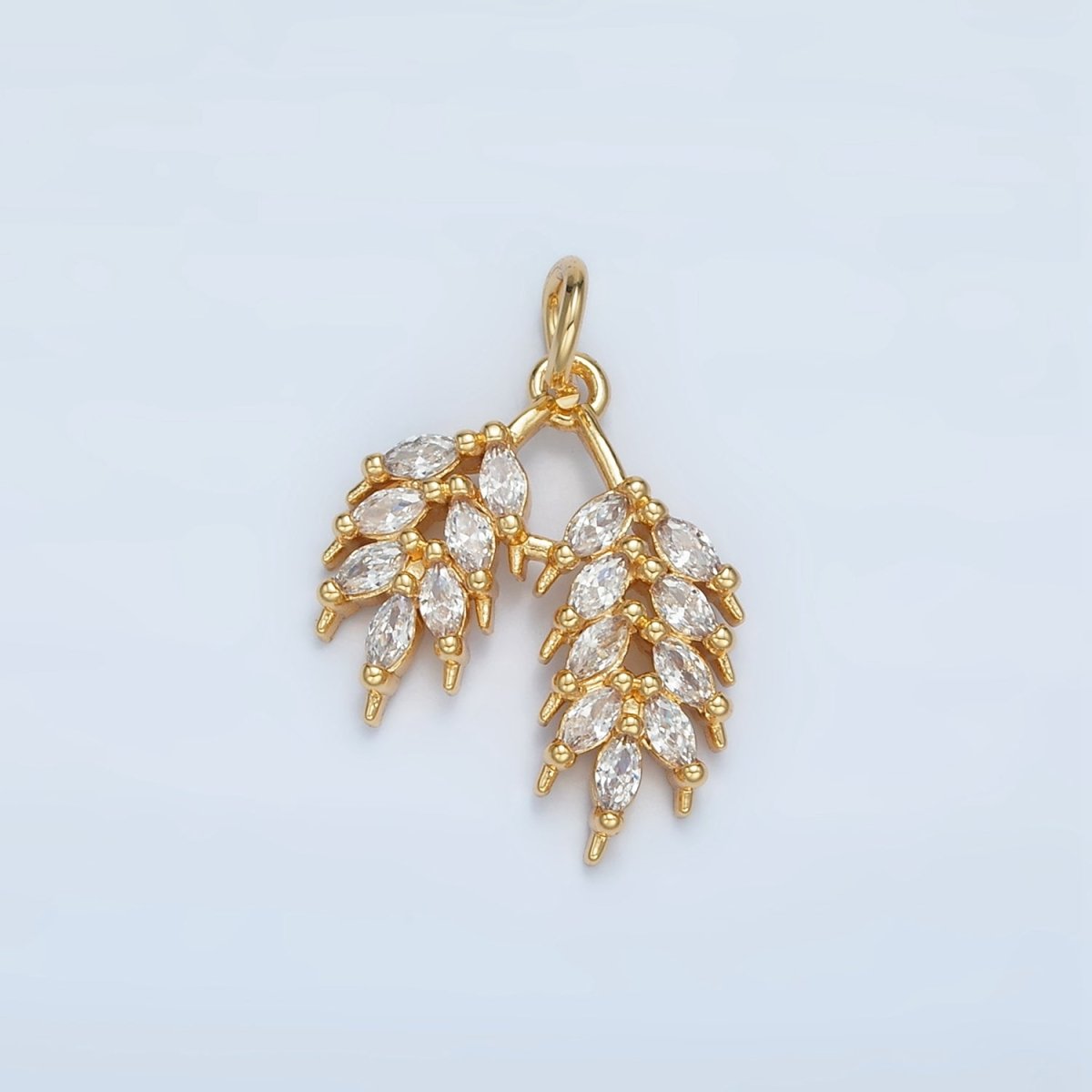 24K Gold Filled Double Marquise Leaf Plant Charm | N1371