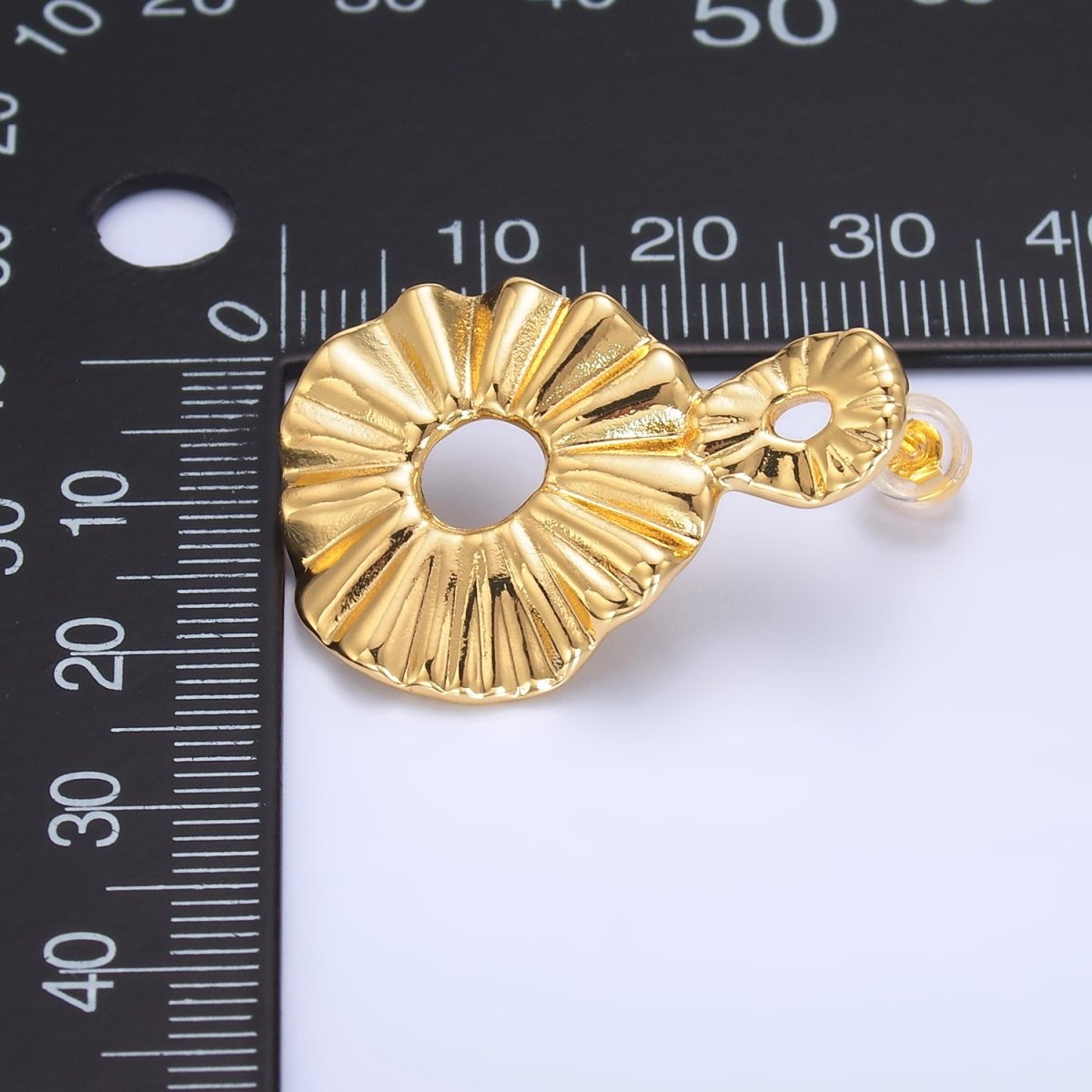 24K Gold Filled Double Open Round Sunburst Drop Stud Earrings | AB1029