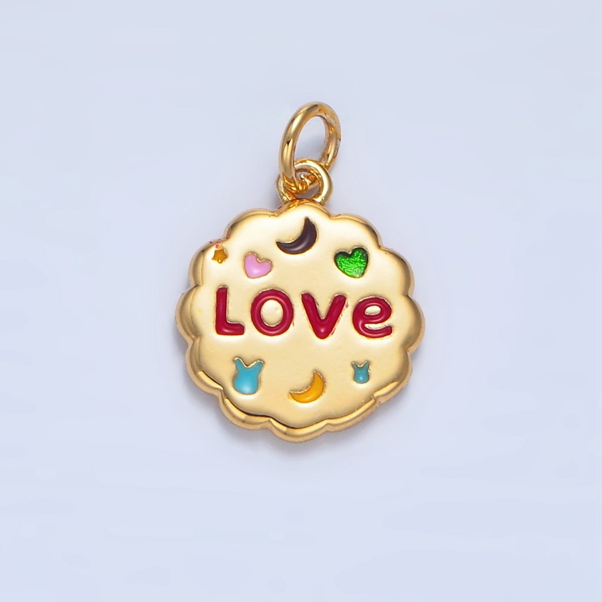 24K Gold Filled Double Sided "Lucky" "Love" Enamel Charm | X618