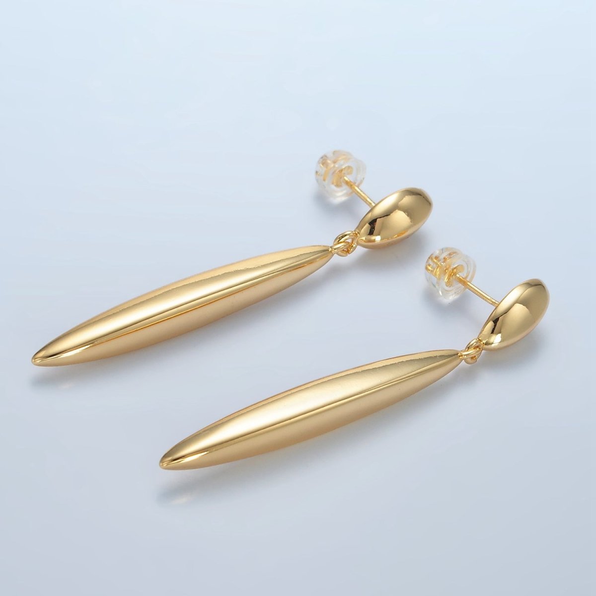 24K Gold Filled Double Sphere Drop Stud Earrings | AD656