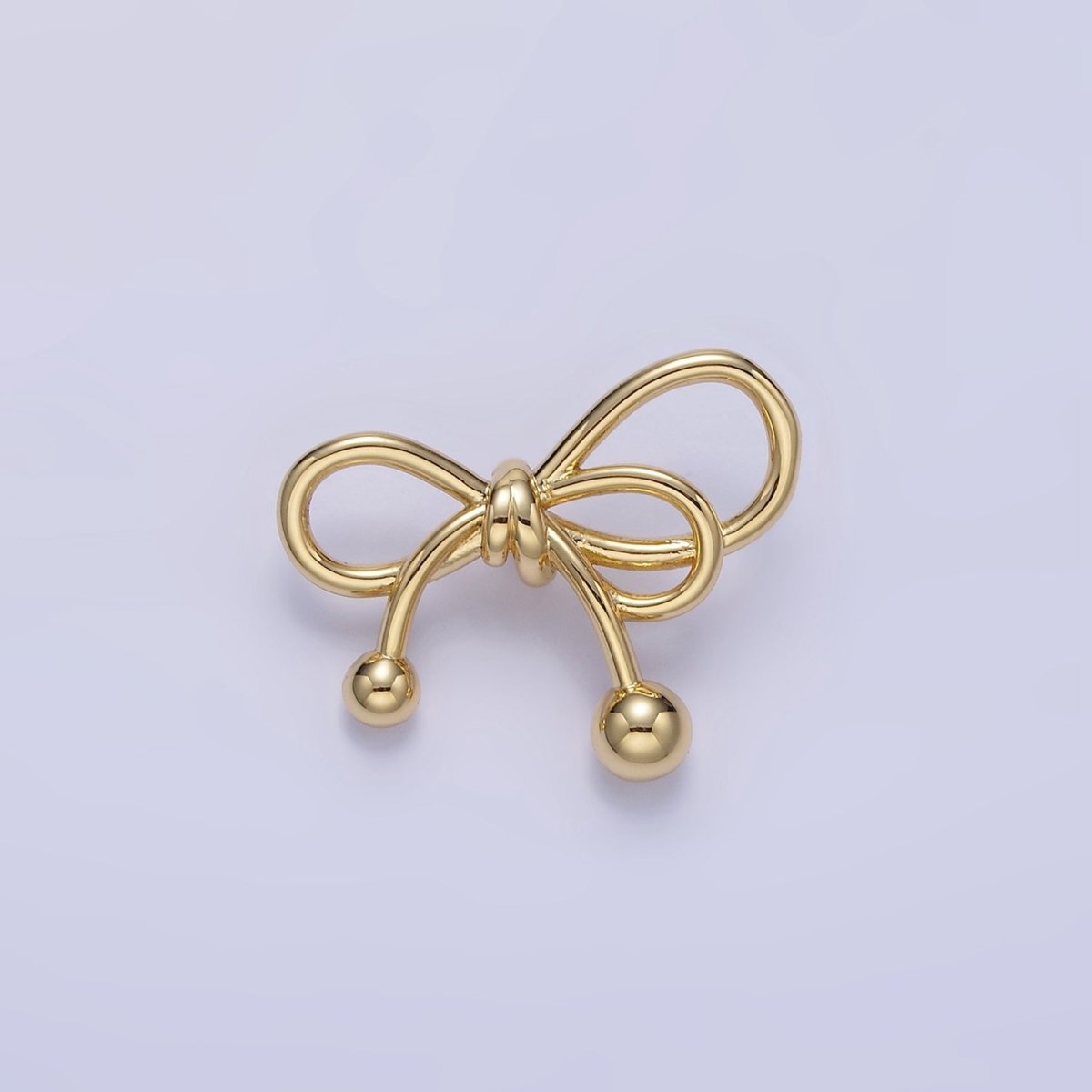 24K Gold Filled Double Tied Ribbon Bow Looped Back Pendant in Gold & Silver | H051