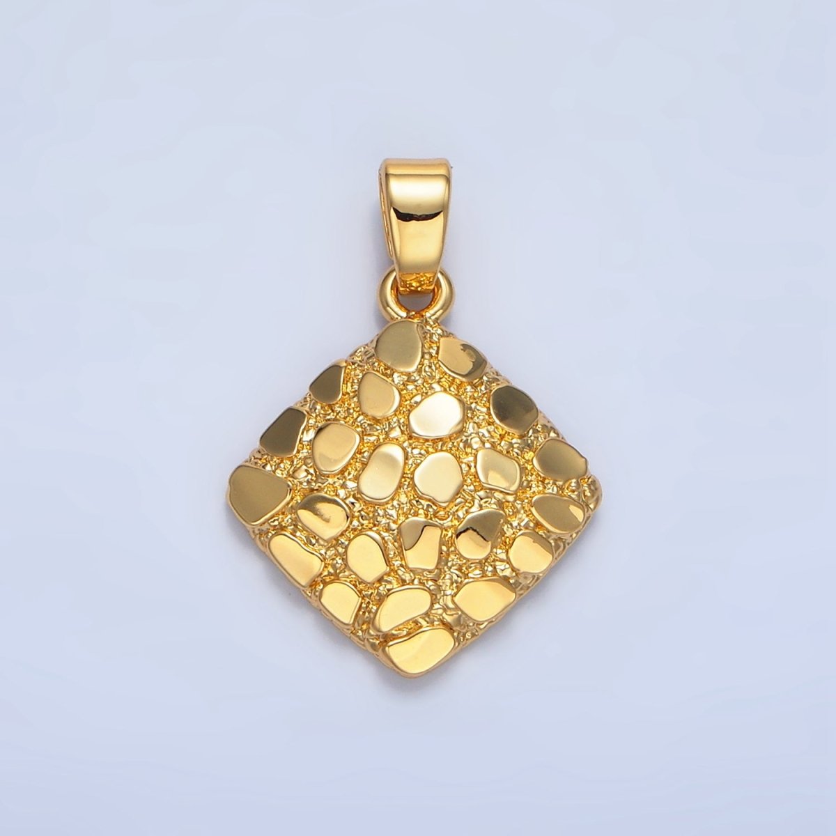 24K Gold Filled Edged Textured Rhombus Pendant | AA792