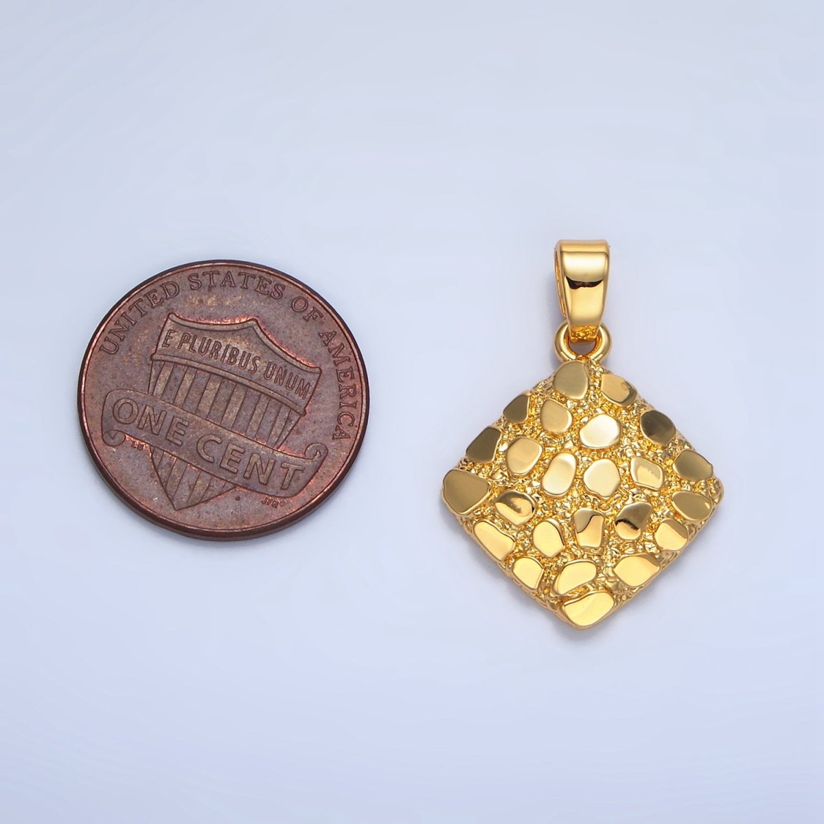 24K Gold Filled Edged Textured Rhombus Pendant | AA792