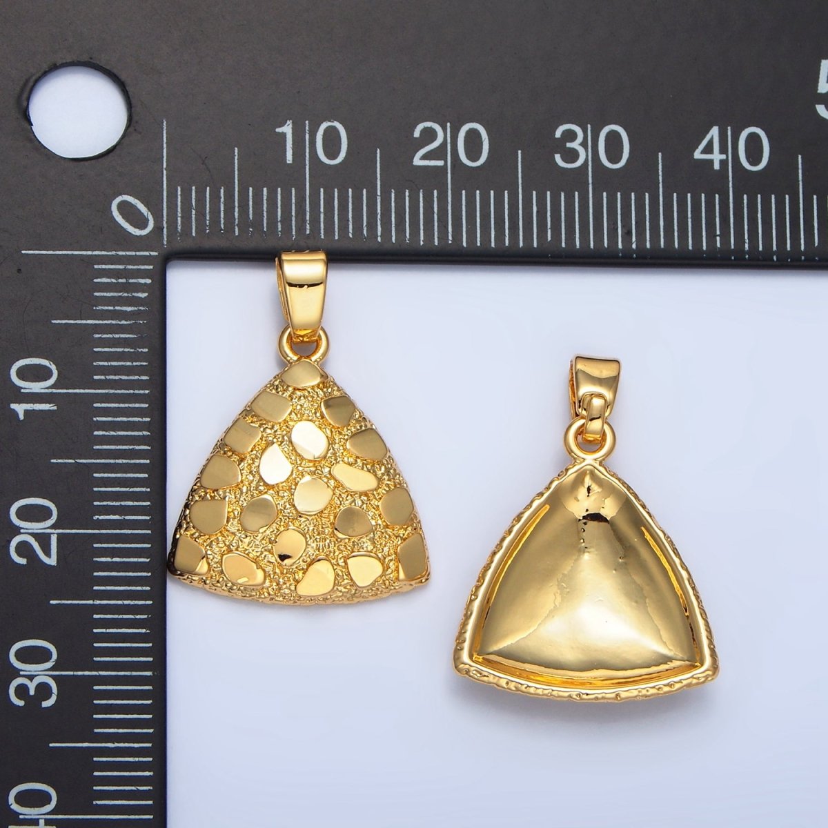 24K Gold Filled Edged Textured Triangle Pendant | AA790
