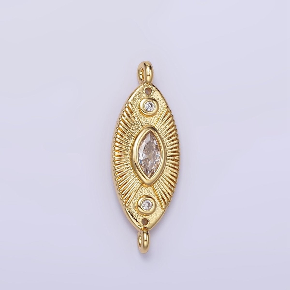 24K Gold Filled Evil Eye CZ Sunburst Sphere Connector in Gold & Silver | F041