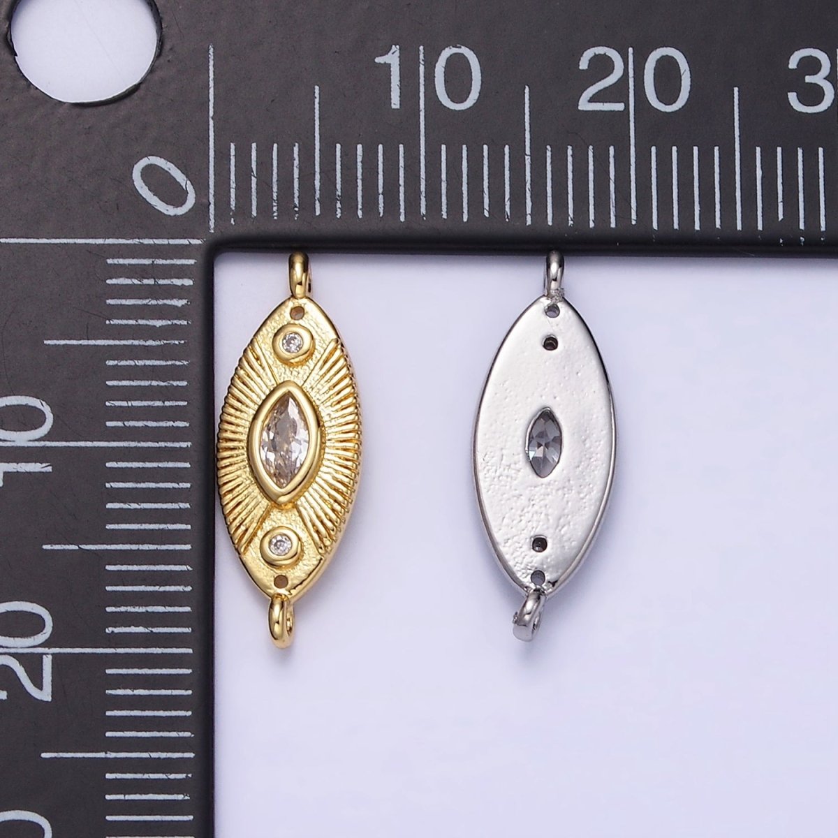 24K Gold Filled Evil Eye CZ Sunburst Sphere Connector in Gold & Silver | F041