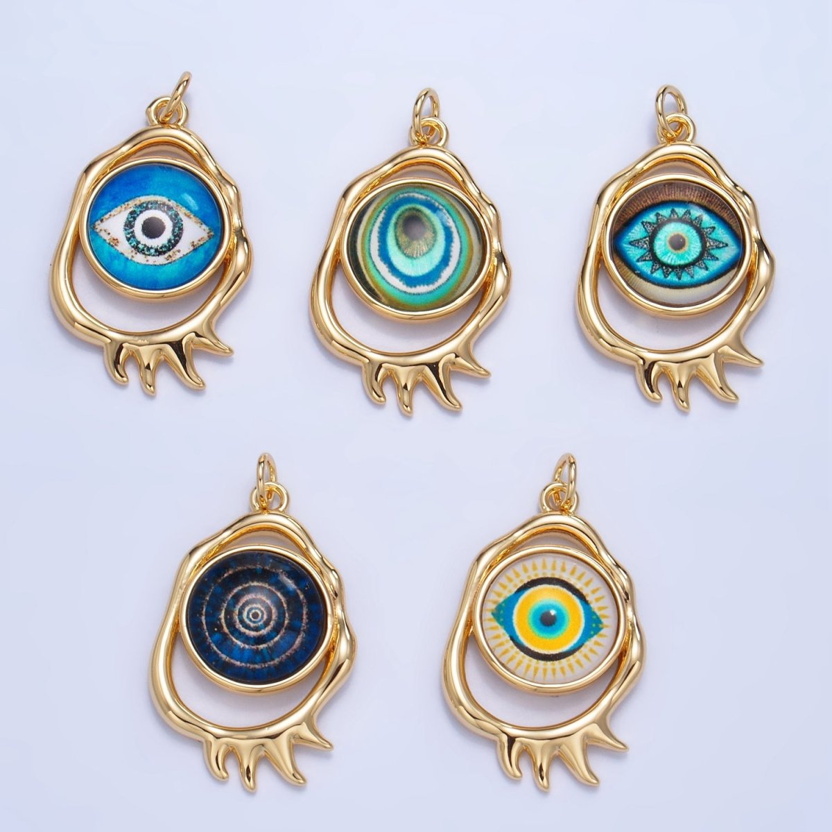 24K Gold Filled Evil Eye Open Molten Charm | AG910 - AG912