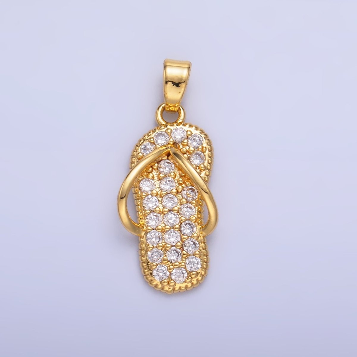 24K Gold Filled Flip Flops Sandal Micro Paved CZ Pendant | AA1420