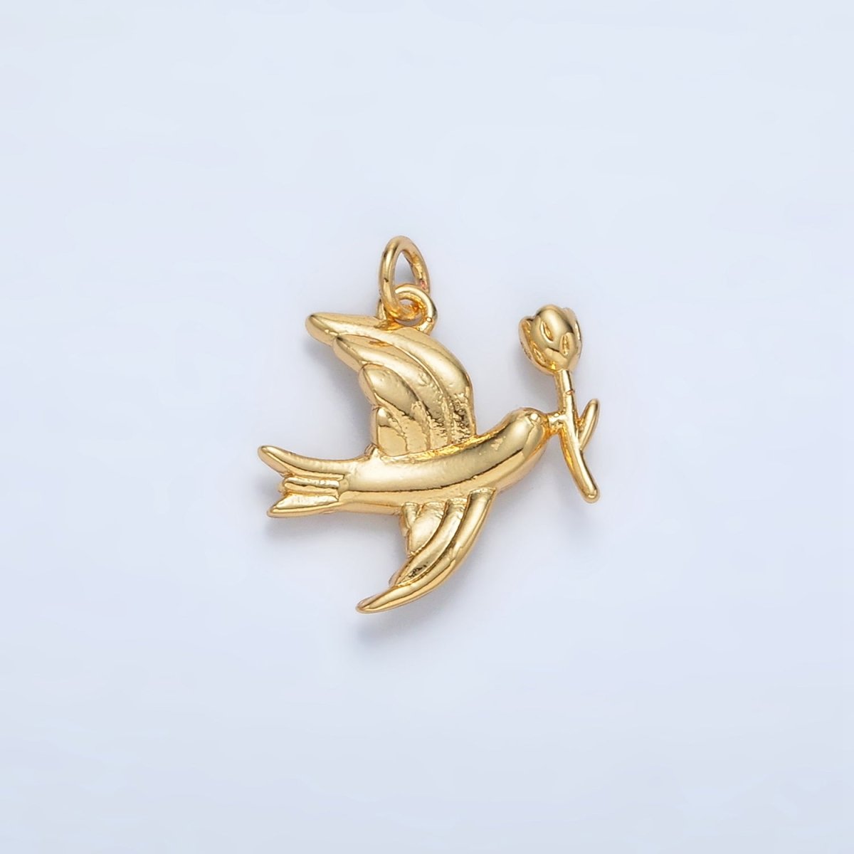 24K Gold Filled Flower Dove Bird Mini Charm | AC139