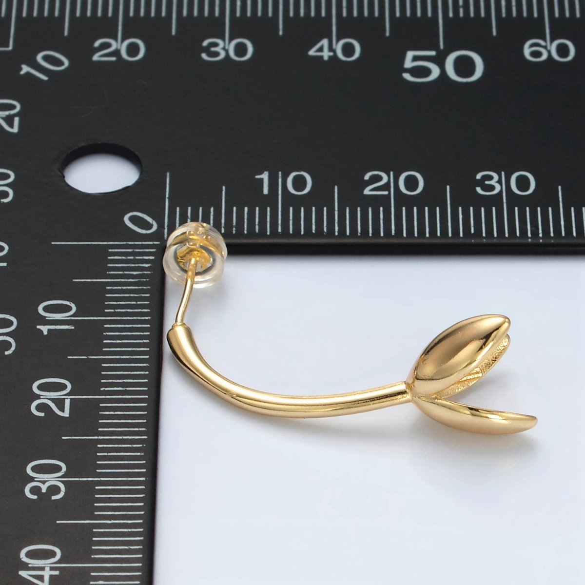 24K Gold Filled Flower Tulip Drop Stud Earrings | Q386