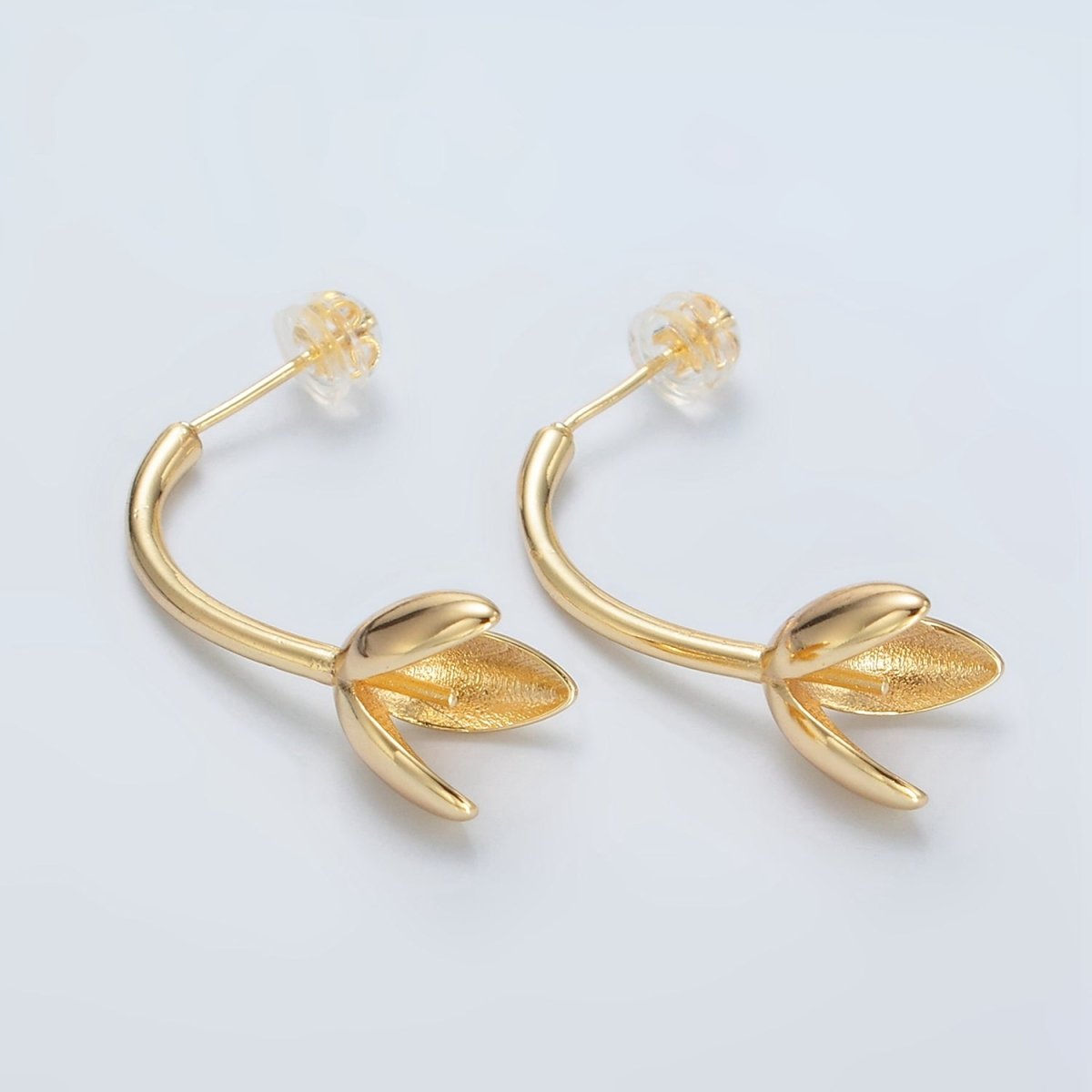24K Gold Filled Flower Tulip Drop Stud Earrings | Q386