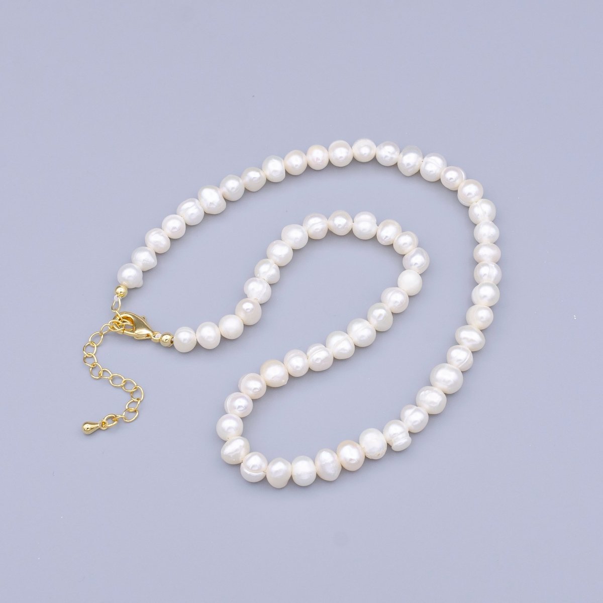 24K Gold Filled Freshwater Pearl Button 14 Inch Choker Necklace | WA-2914