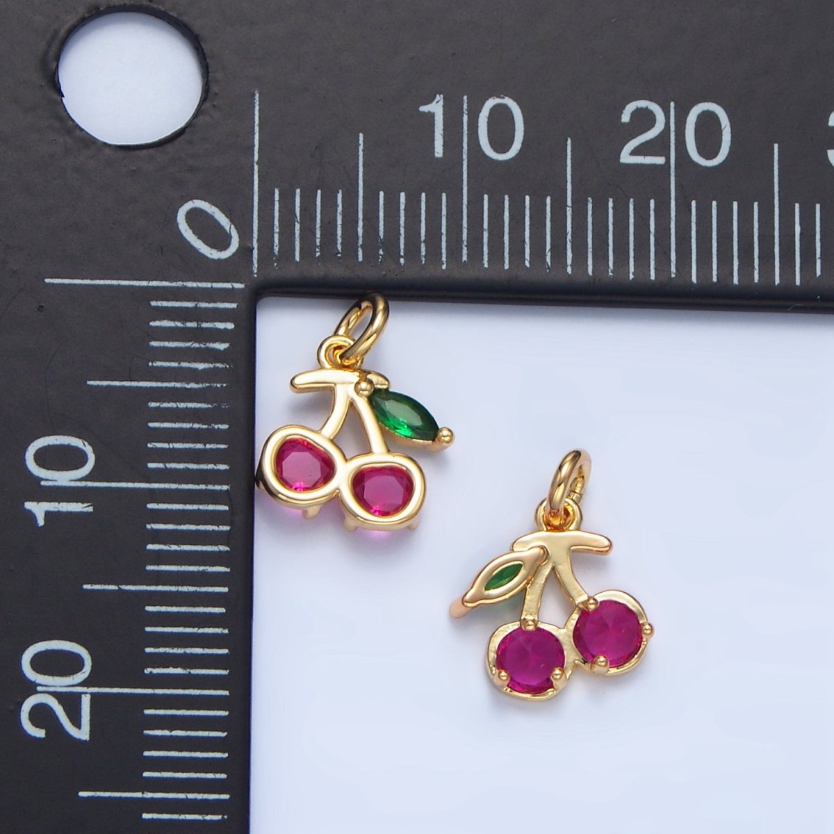 24K Gold Filled Fuchsia Chery Fruit Mini Charm | X790