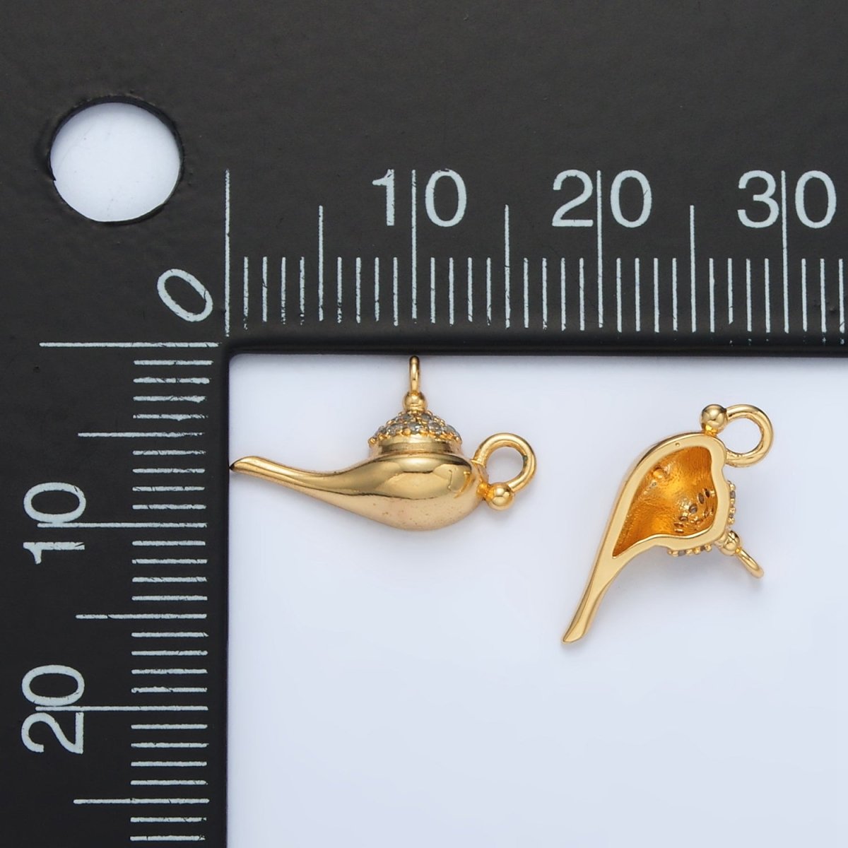 24K Gold Filled Genie Cup Lamp Micro Paved CZ Mini Charm | AC137