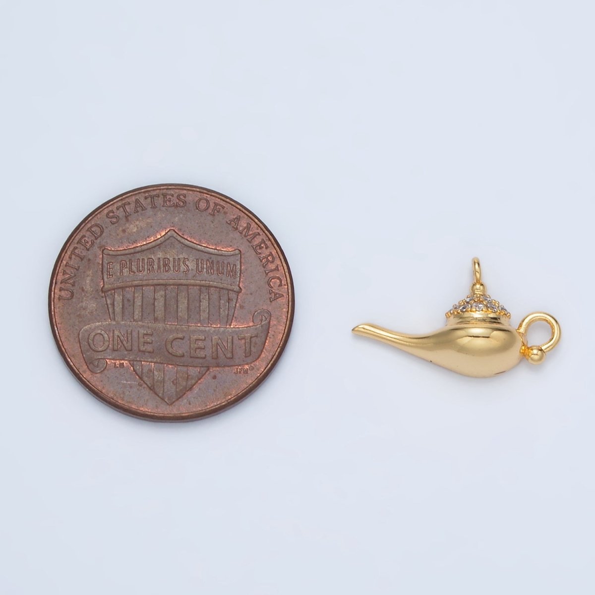 24K Gold Filled Genie Cup Lamp Micro Paved CZ Mini Charm | AC137