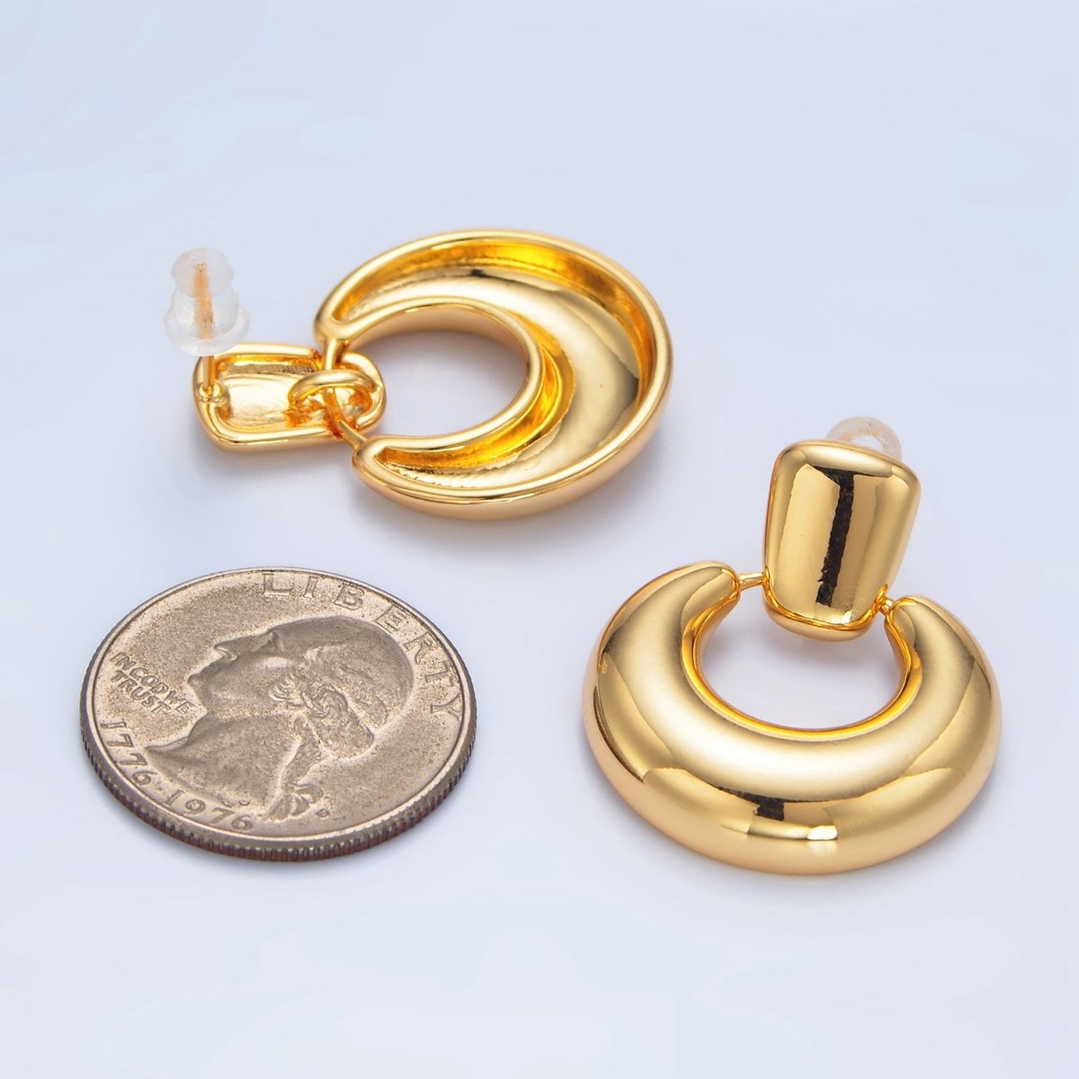 24K Gold Filled Geometric Bubble Door Knocker Drop Stud Earrings | AD771