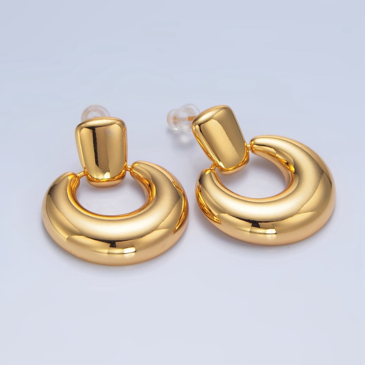 24K Gold Filled Geometric Bubble Door Knocker Drop Stud Earrings | AD771