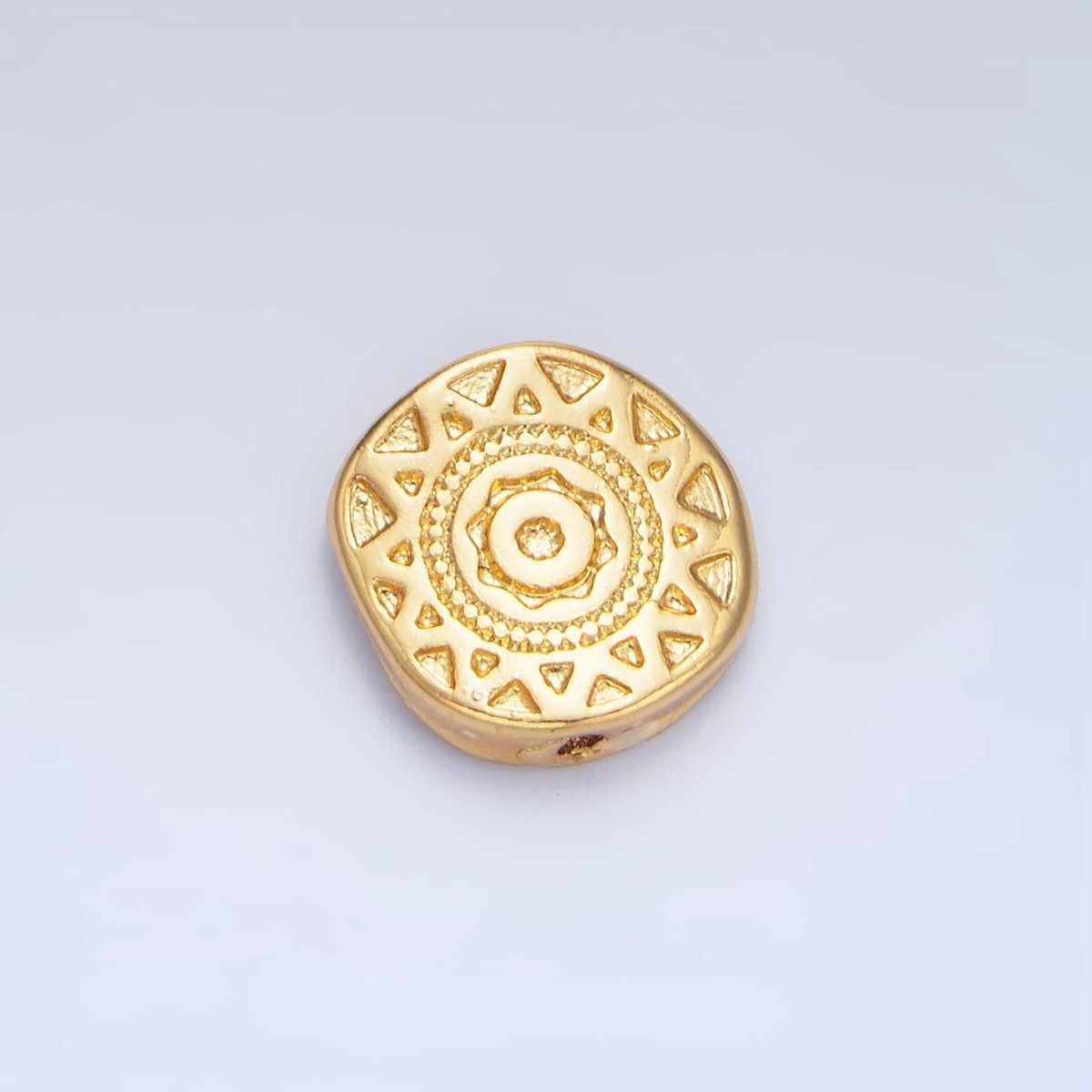 24K Gold Filled Geometric Celestial Sun Abstract Round Bead | B144
