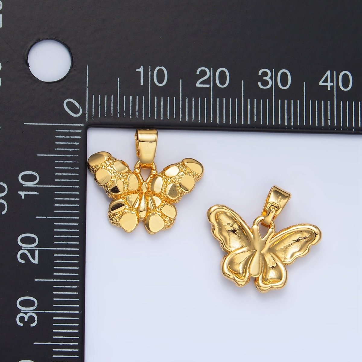 24K Gold Filled Edged Textured Butterfly Pendant | AA942