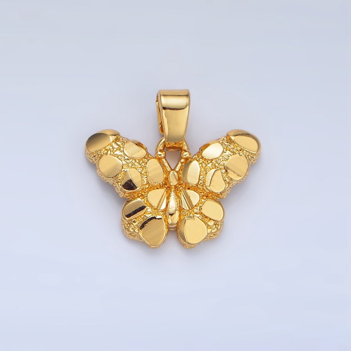 24K Gold Filled Edged Textured Butterfly Pendant | AA942