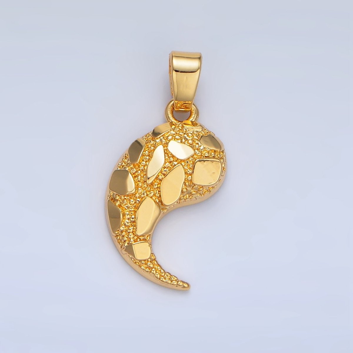 24K Gold Filled Edged Textured Tusk Pendant | AA943