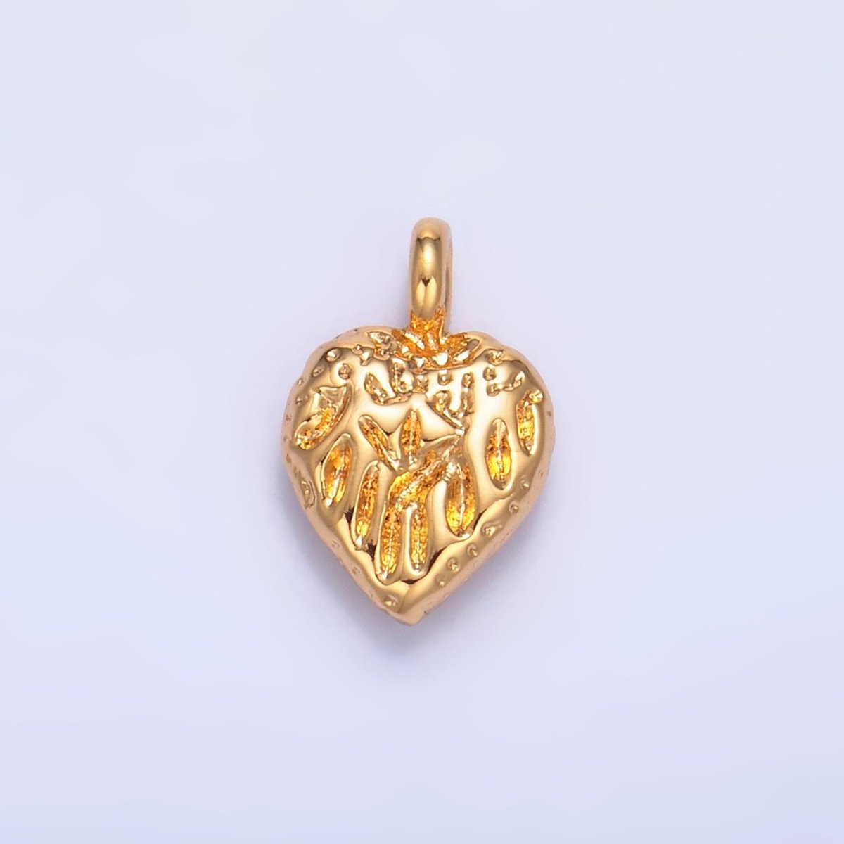 24K Gold Filled Geometric Hammered Heart Pendant | W386