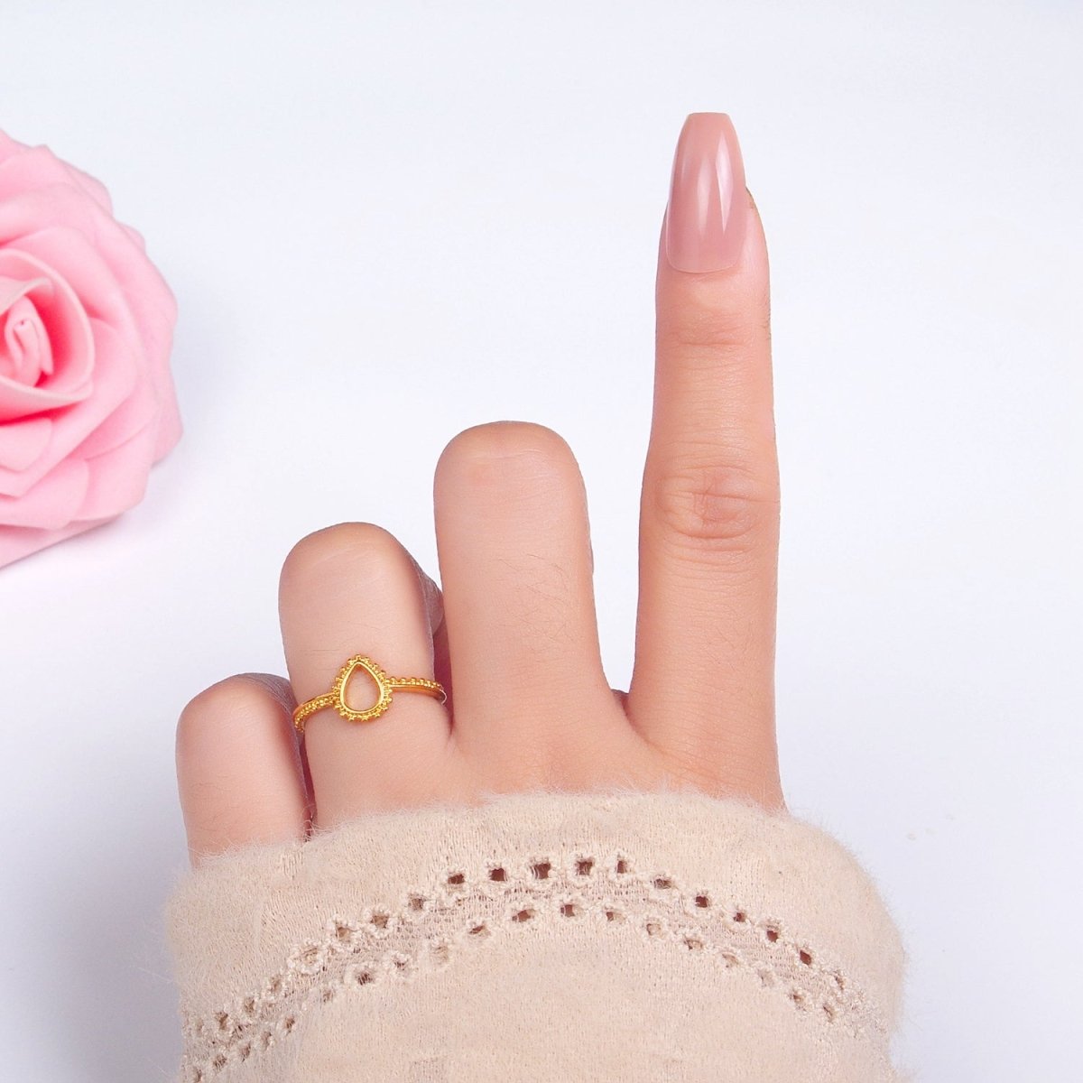 24K Gold Filled Geometric Triangle Dotted Ring | O933