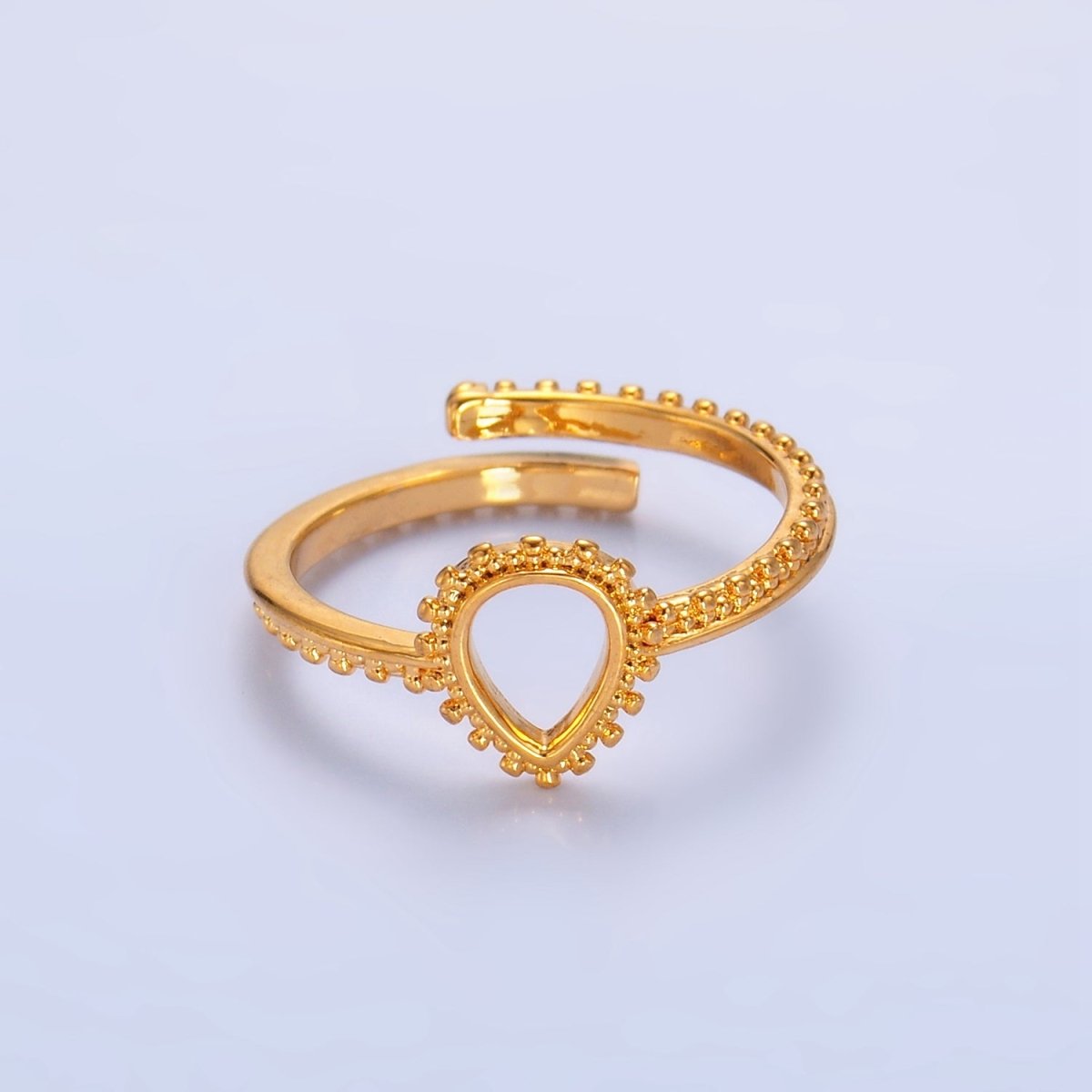 24K Gold Filled Geometric Triangle Dotted Ring | O933