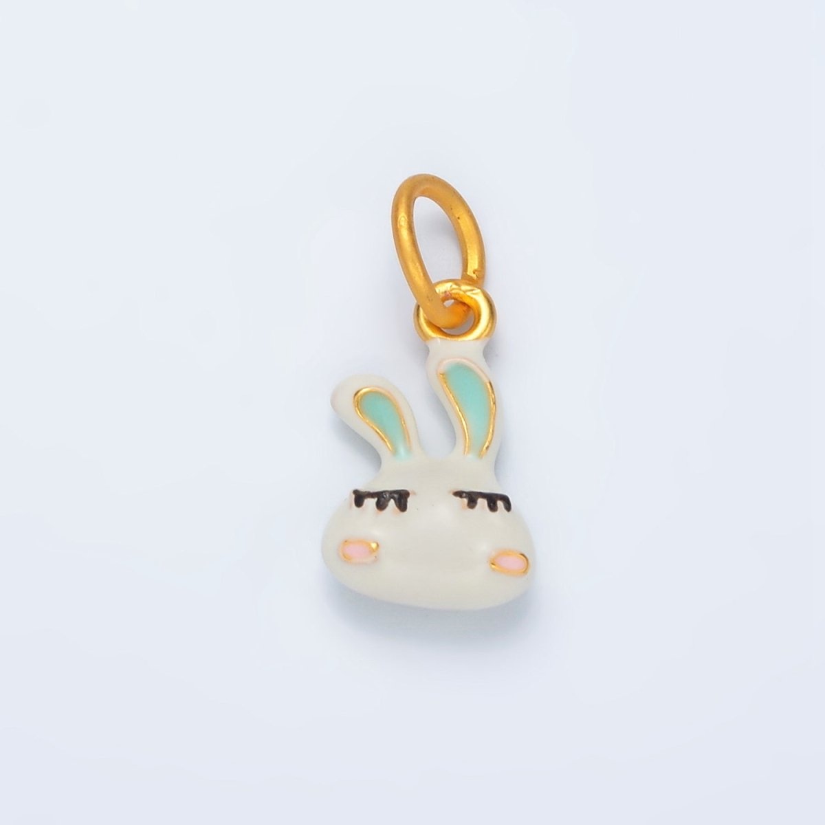 24K Gold Filled Glam White Bunny Rabbit Pet Enamel Mini Charm | AG923