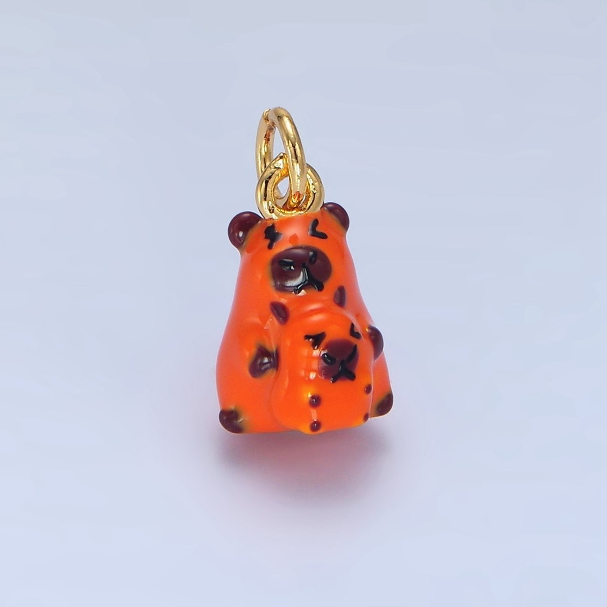 OS 24K Gold Filled Glass Capybara with Baby Pups Animal Charm | X582