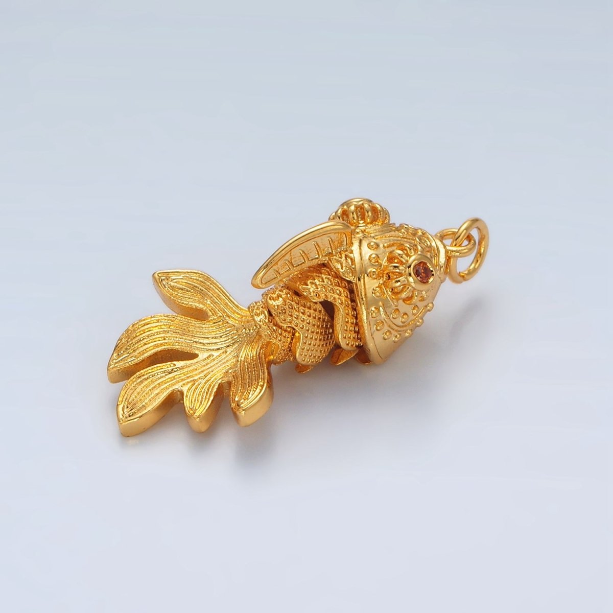 24K Gold Filled 30mm Gold Fish Artisan Multidimensional Pet Animal Charm | E018