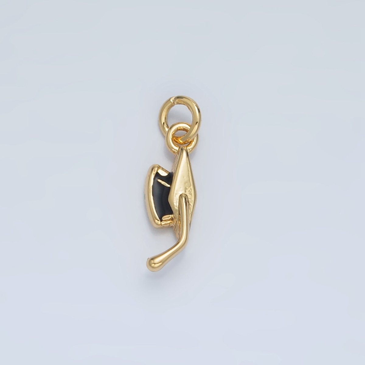 24K Gold Filled Graduation Cap Black Enamel Mini Charm in Gold & Silver | N822