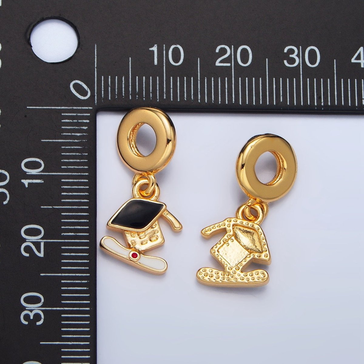 24K Gold Filled Graduation Cap Diploma Rhondelle Drop Pendant | X784