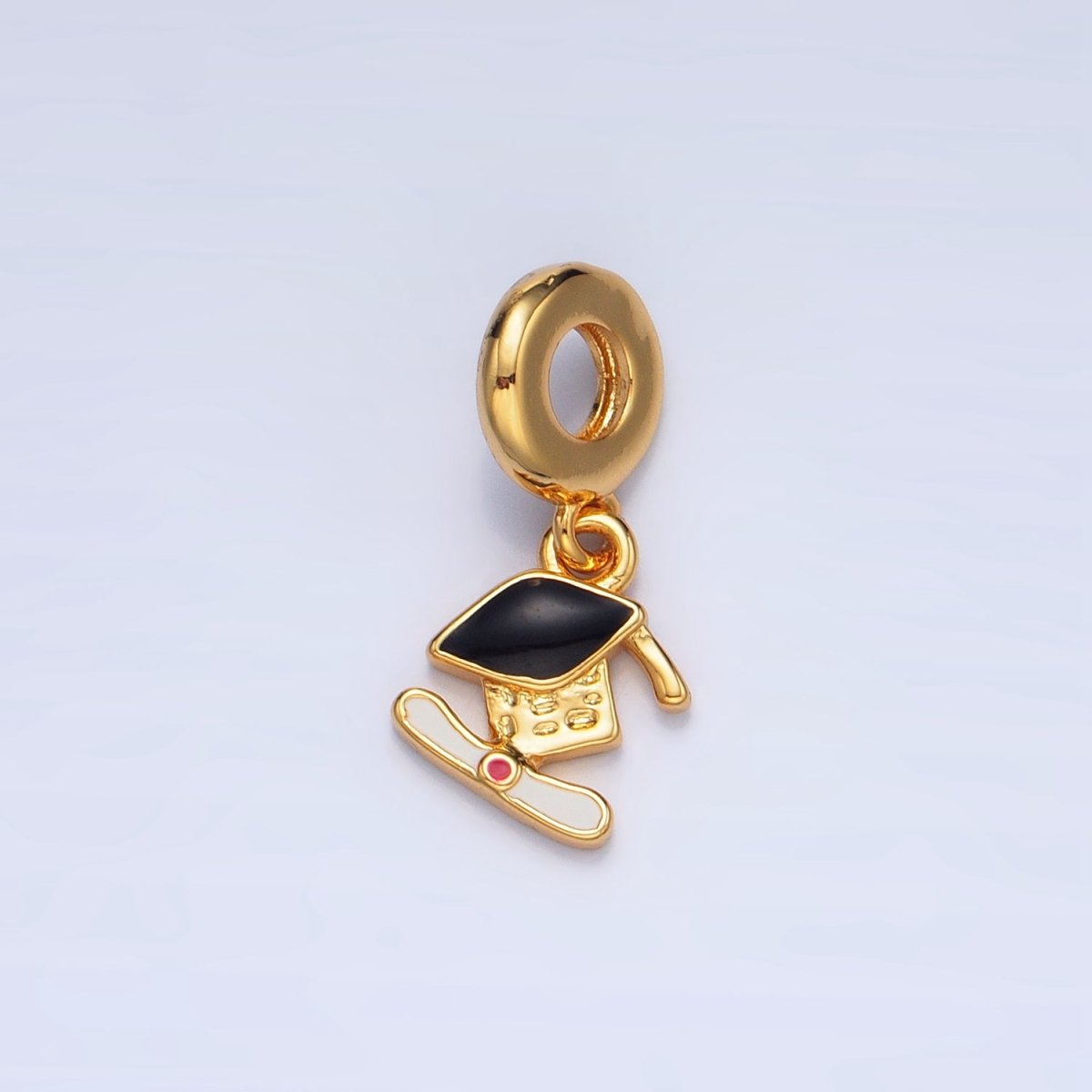 24K Gold Filled Graduation Cap Diploma Rhondelle Drop Pendant | X784