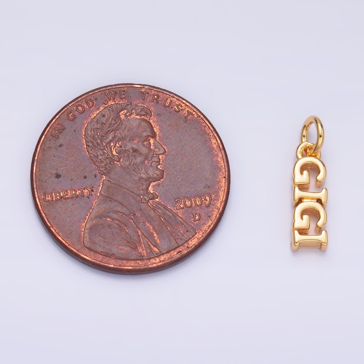 24K Gold Filled Grandma "GIGI" Script Charm in Gold & Silver | W424