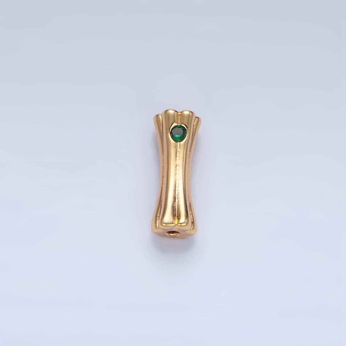 24K Gold Filled Green CZ Geometric Curved Bar Bead | B040